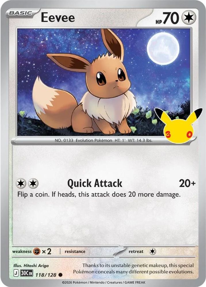 Eevee 118/128 Common ME: 30th Celebration Holo