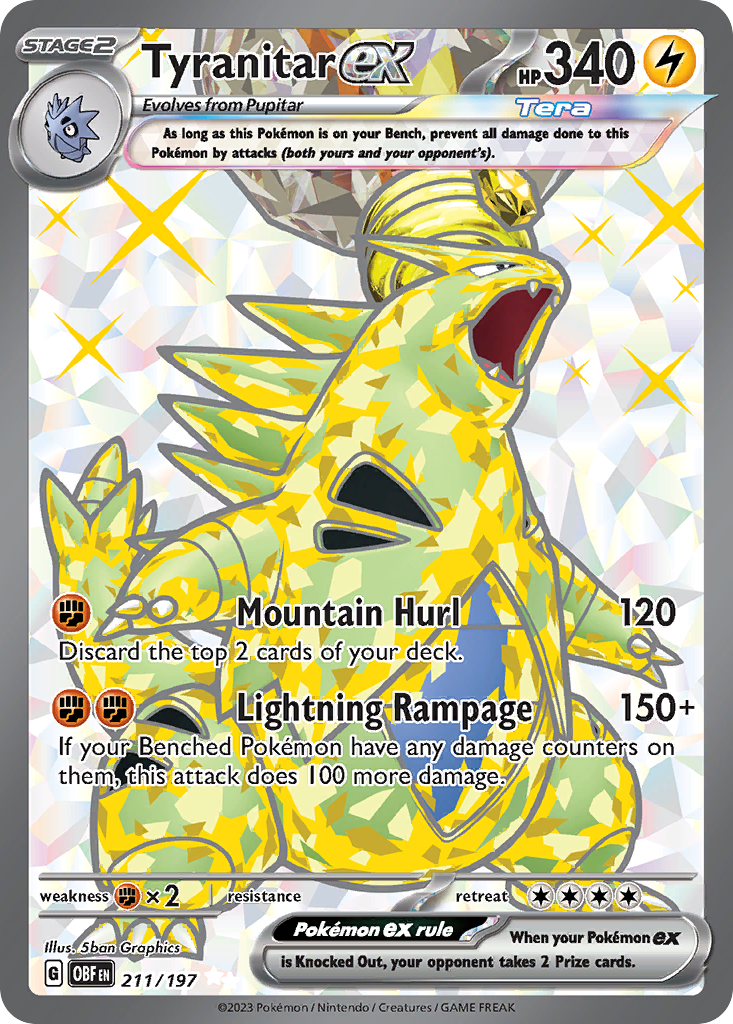Tyranitar ex 211/197 Double Rare Obsidian Flames Pokemon Holo NM