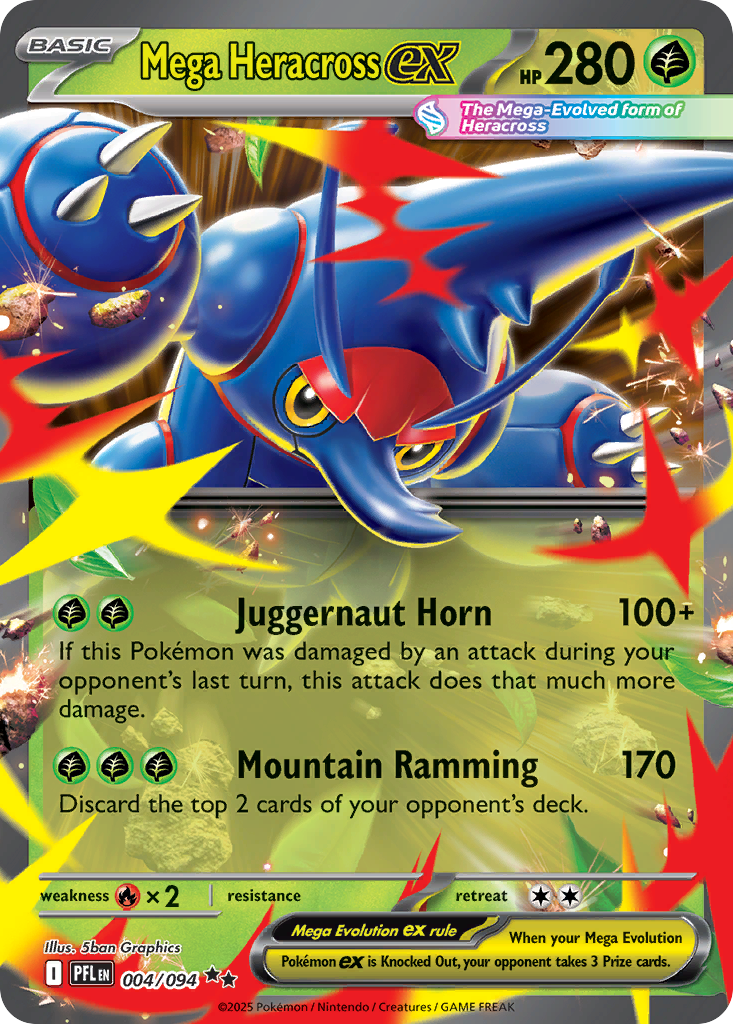 Mega Heracross ex 004/094 Double Rare Phantasmal Flames Holo