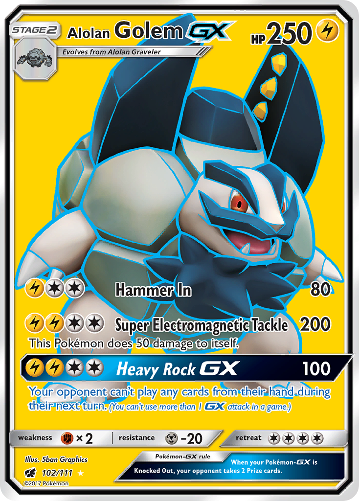 Alolan Golem GX 102/111 Ultra Rare Crimson Invasion Pokemon Holo NM