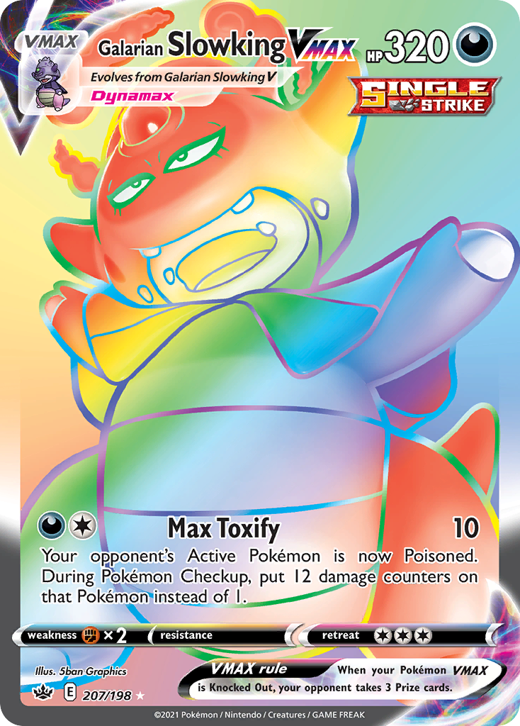 Galarian Slowking VMAX 207/198 Rainbow Rare Chilling Reign Pokemon Holo NM