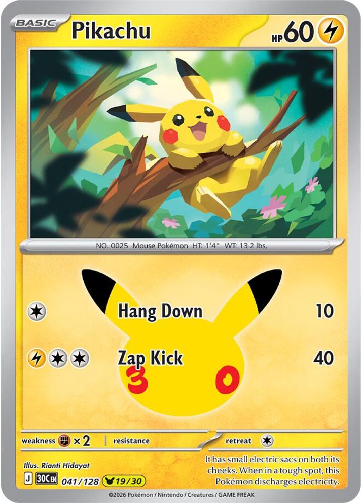 Pikachu 041/128 Holo Pikachu Rare ME: 30th Celebration