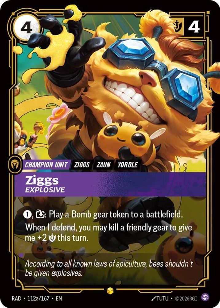 Ziggs, Explosive (Alternate Art) 112A/167 Showcase Radiance Riftbound Foil NM