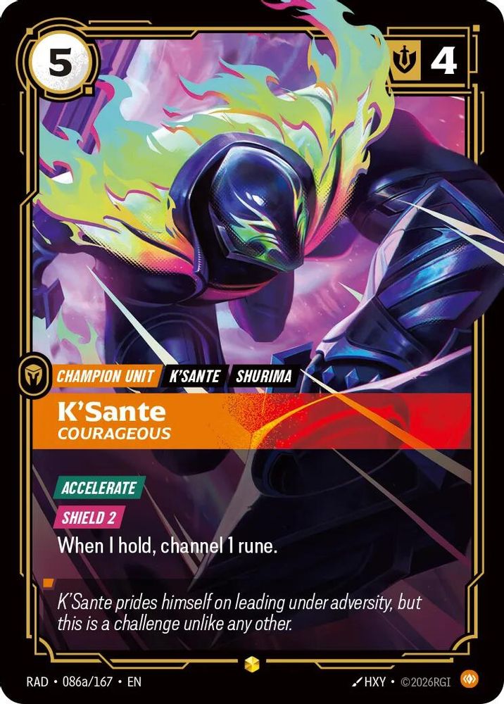 K'Sante, Courageous (Alternate Art) 086A/167 Showcase Radiance Riftbound Foil NM