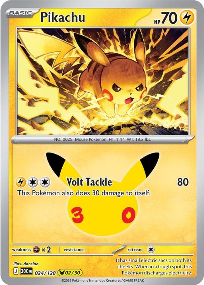 Pikachu 024/128 Holo Pikachu Rare ME: 30th Celebration