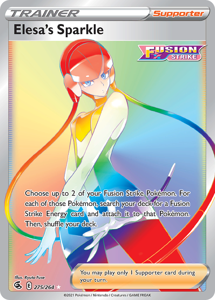 Elesa's Sparkle 275/264 Rainbow Rare Fusion Strike Pokemon Holo NM