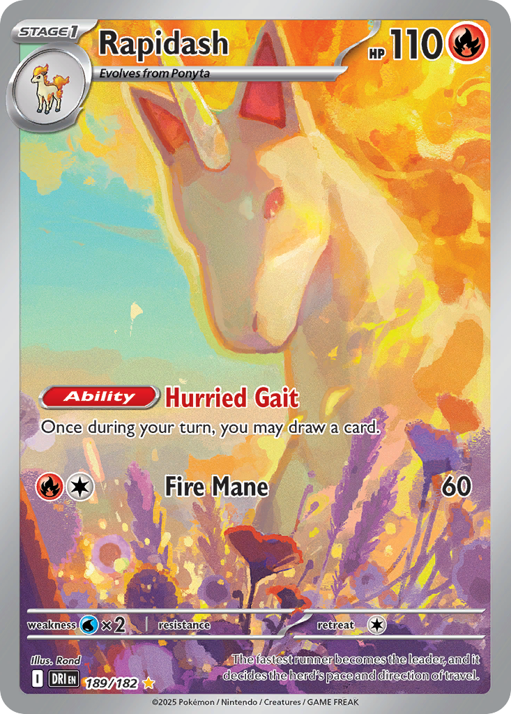 Rapidash 189/182 Illustration Rare Destined Rivals Pokemon Holo NM