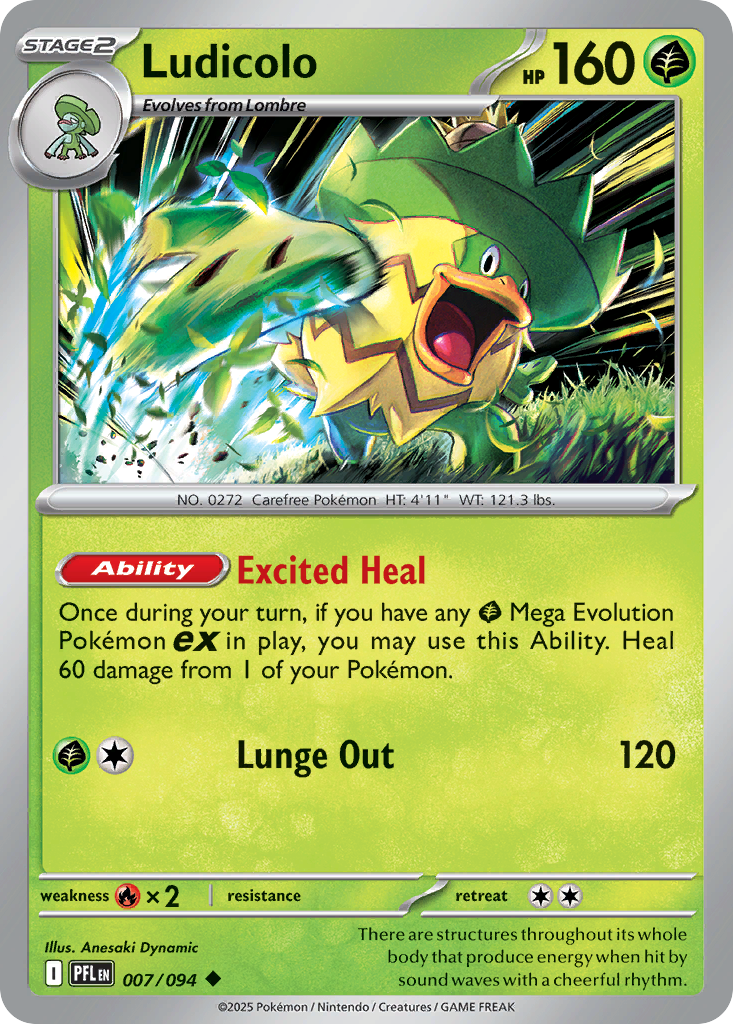 Ludicolo 007/094 Uncommon Phantasmal Flames Reverse Holo