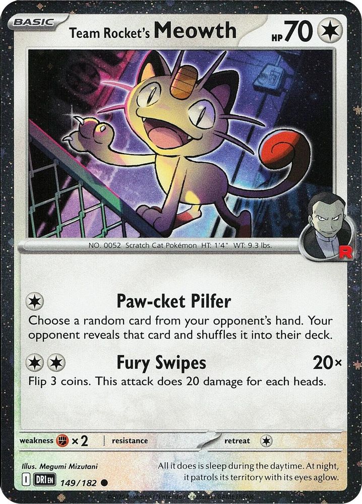 Team Rocket's Meowth (Cosmos Holo) 149/182