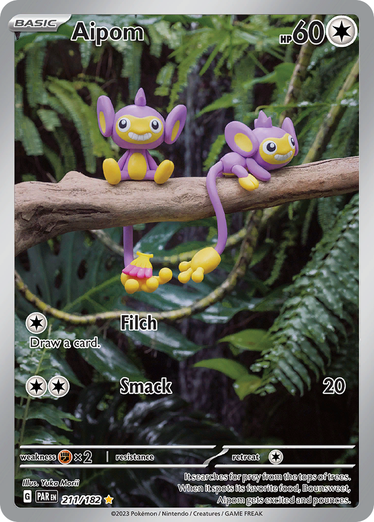 Aipom 211/182 Illustration Rare Paradox Rift Pokemon Holo NM