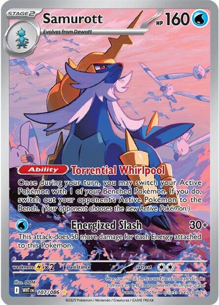 Samurott 107/086 Holo Illustration Rare White Flare Pokemon NM