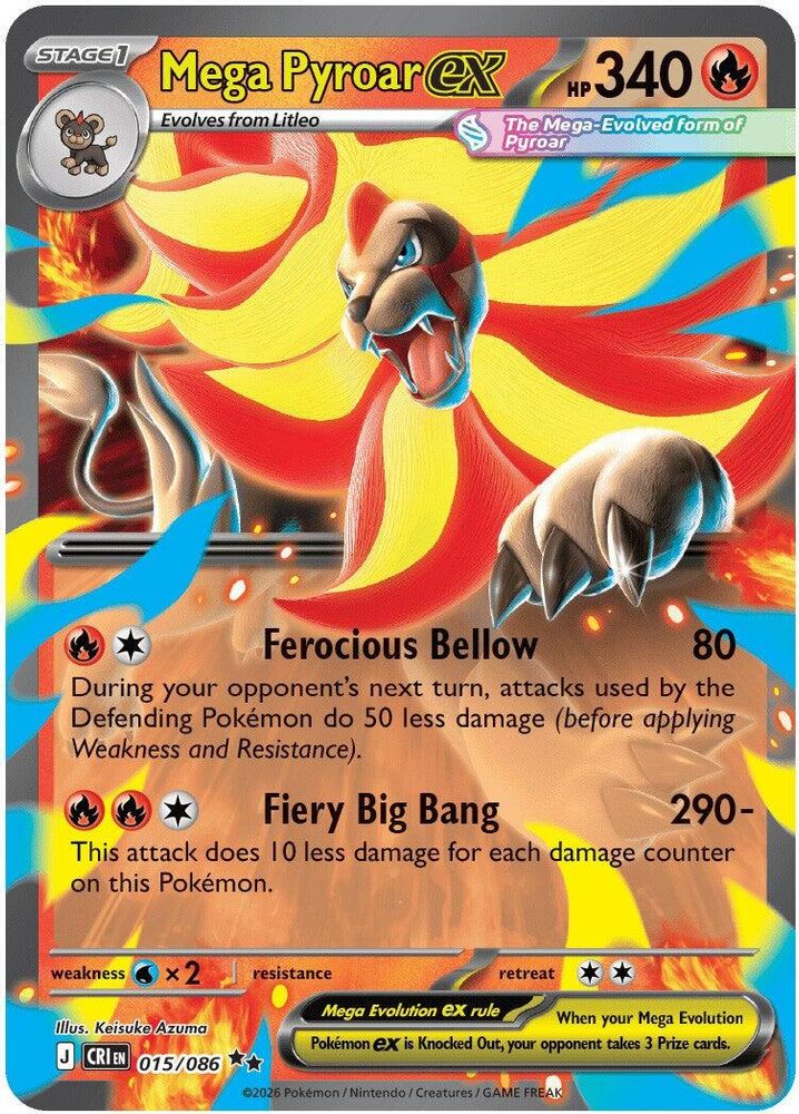 Mega Pyroar ex 015/086 Holo Double Rare Chaos Rising
