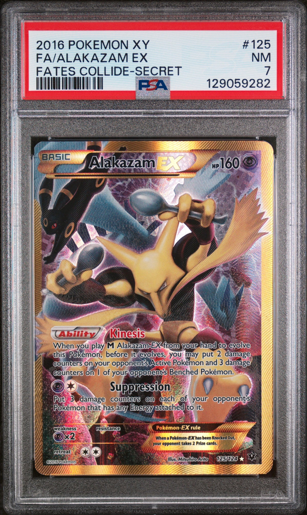 Alakazam EX 125/124 Secret Fates Collide Pokemon PSA 7 Near Mint