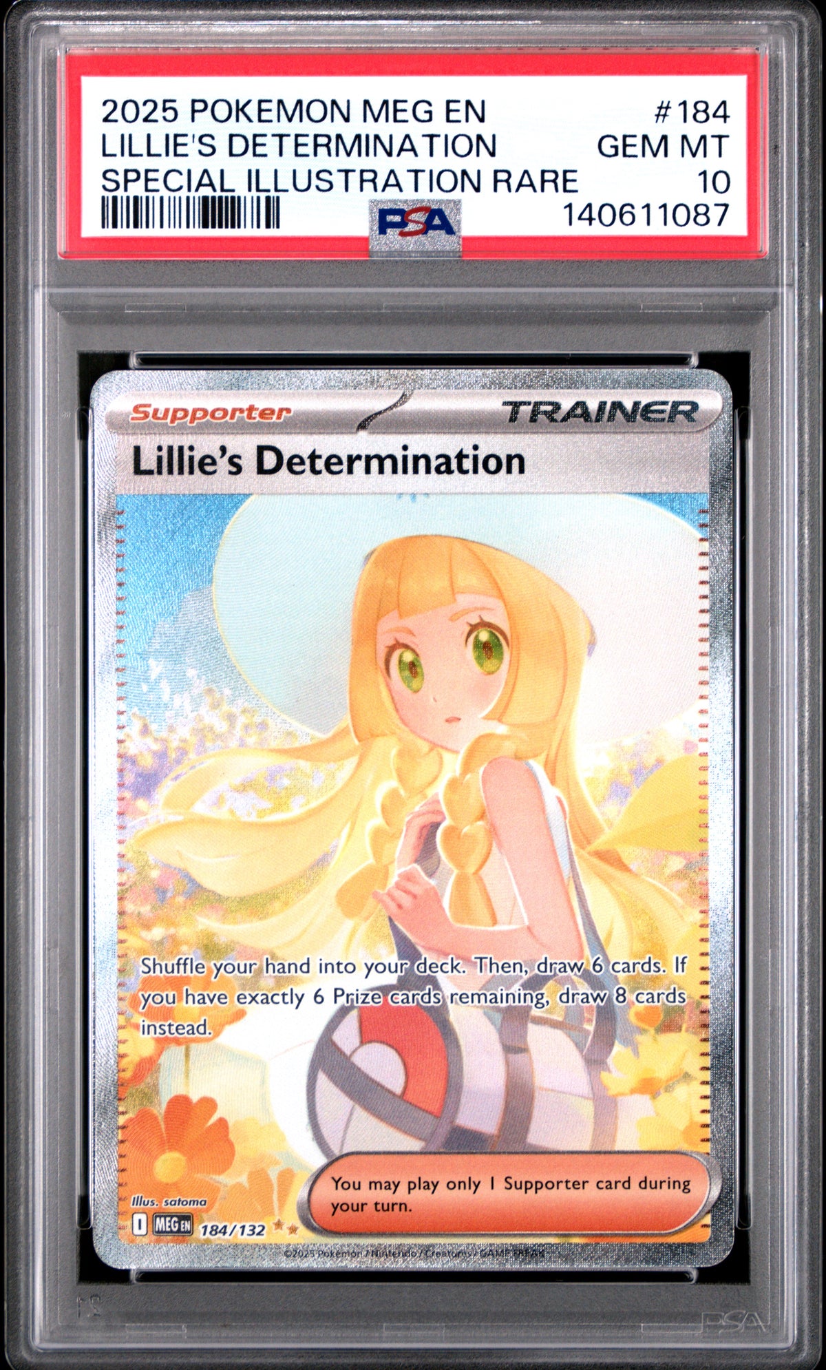Lillie's Determination 184/132 Special Illustration Rare Pokemon PSA 10 Gem Mint