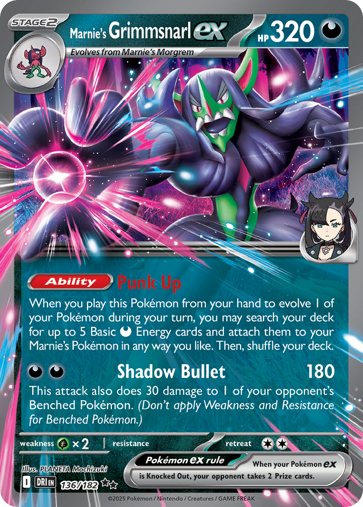 Marnie's Grimmsnarl ex 136/182 Double Rare Destined Rivals Holo