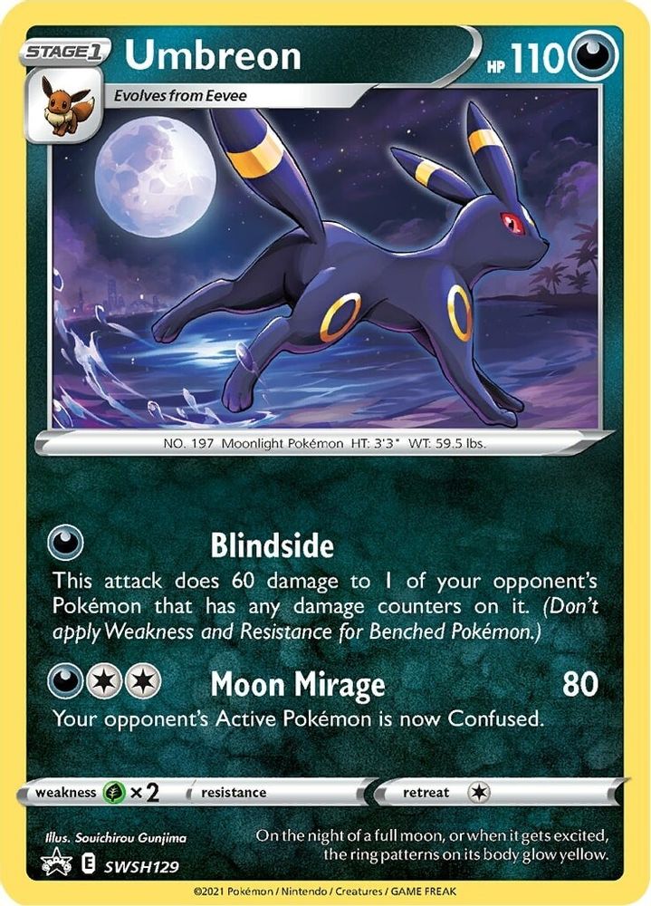 Umbreon SWSH129 Holo Promo Sword & Shield Promo Pokemon NM