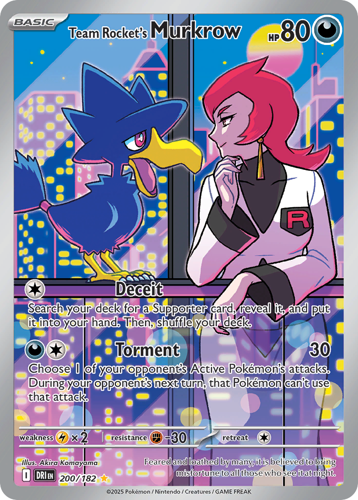 Team Rocket's Murkrow 200/182 Illustration Rare Destined Rivals Pokemon Holo NM