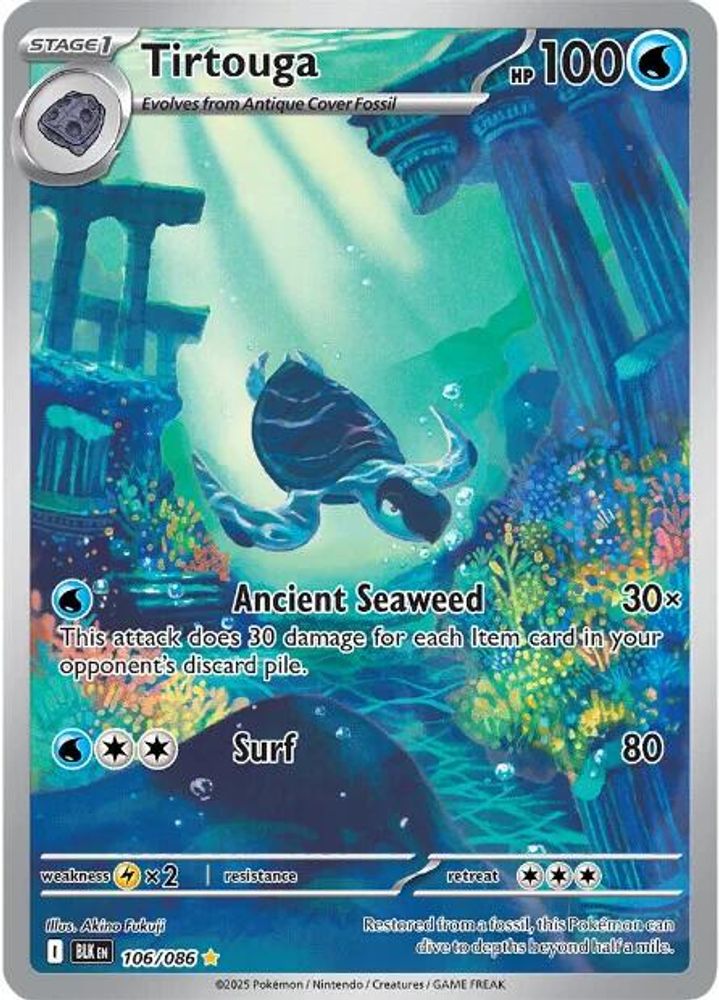 Tirtouga 106/086 Holo Illustration Rare Black Bolt Pokemon NM