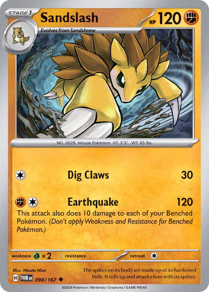 Sandslash 098/167 Uncommon Twilight Masquerade Reverse Holo