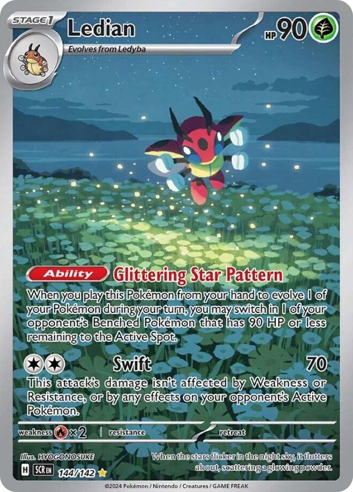 Ledian 144/142 Illustration Rare Stellar Crown Pokemon Holo NM