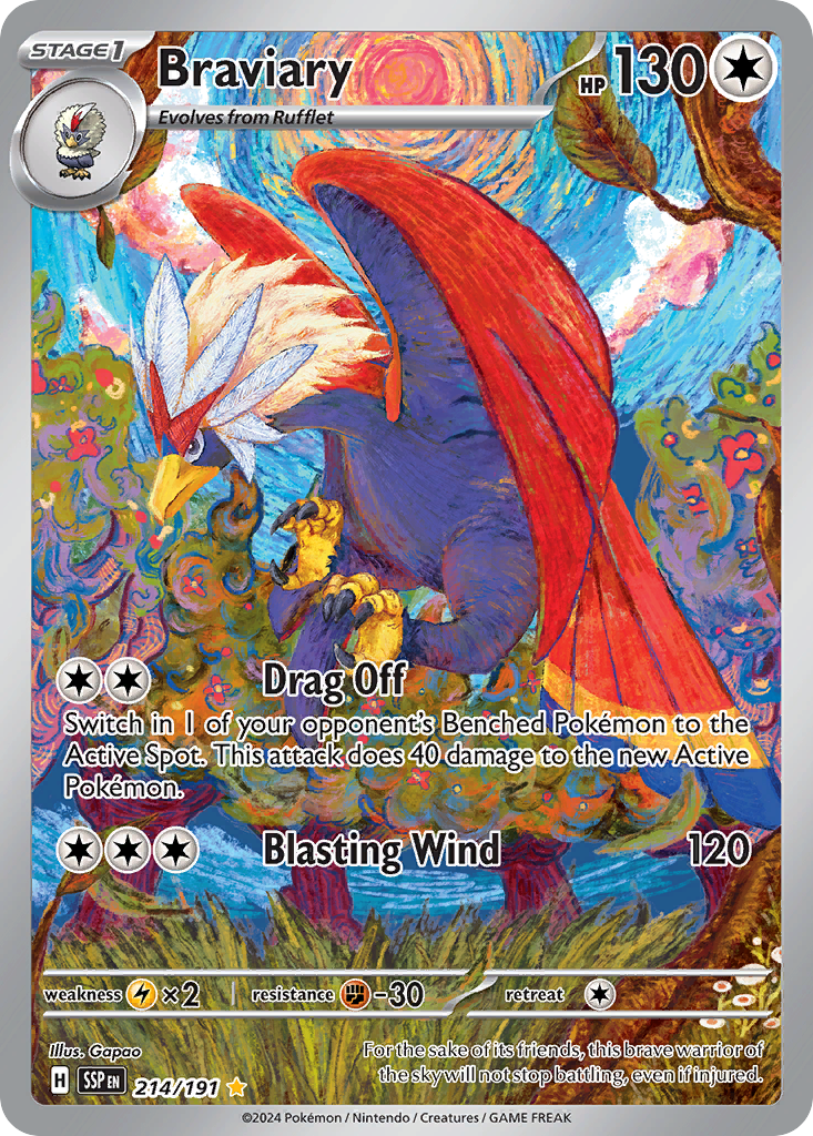 Braviary 214/191 Illustration Rare Surging Sparks Holo