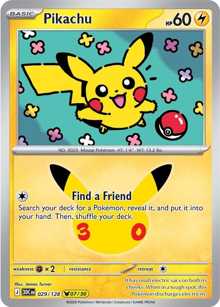 Pikachu 029/128 Holo Pikachu Rare ME: 30th Celebration