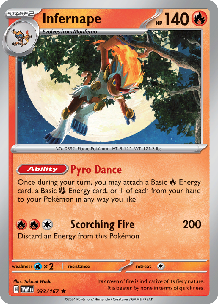Infernape 033/167 Rare Twilight Masquerade Reverse Holo