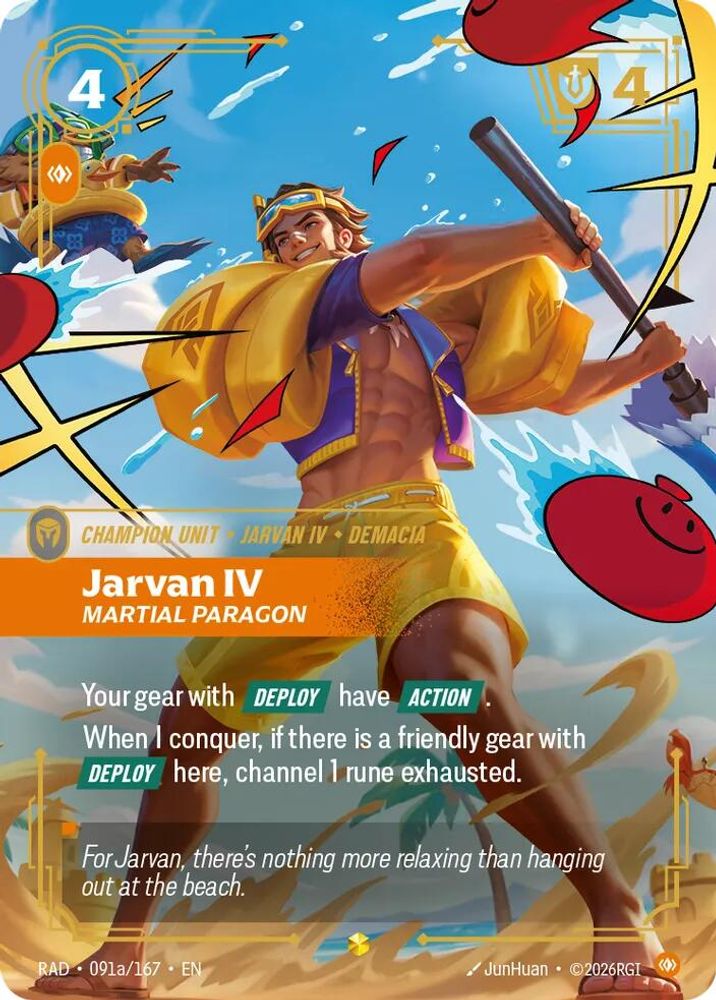 Jarvan IV, Martial Paragon (Alternate Art) 091A/167 Radiance Riftbound Foil NM
