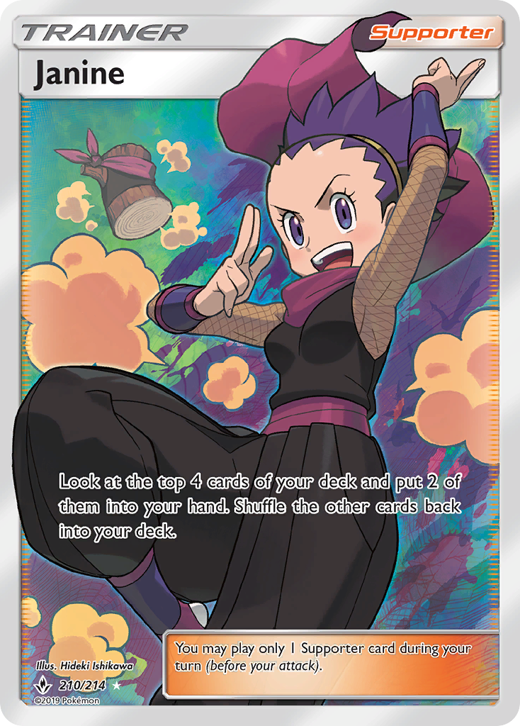 Janine 210/214 Ultra Rare Unbroken Bonds Pokemon Holo NM