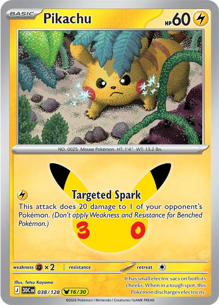 Pikachu 038/128 Holo Pikachu Rare ME: 30th Celebration
