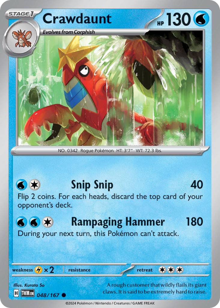 Crawdaunt 048/167 Common Twilight Masquerade Reverse Holo