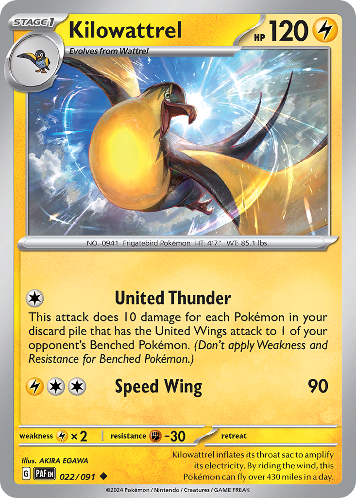 Kilowattrel 022/091 Uncommon Paldean Fates