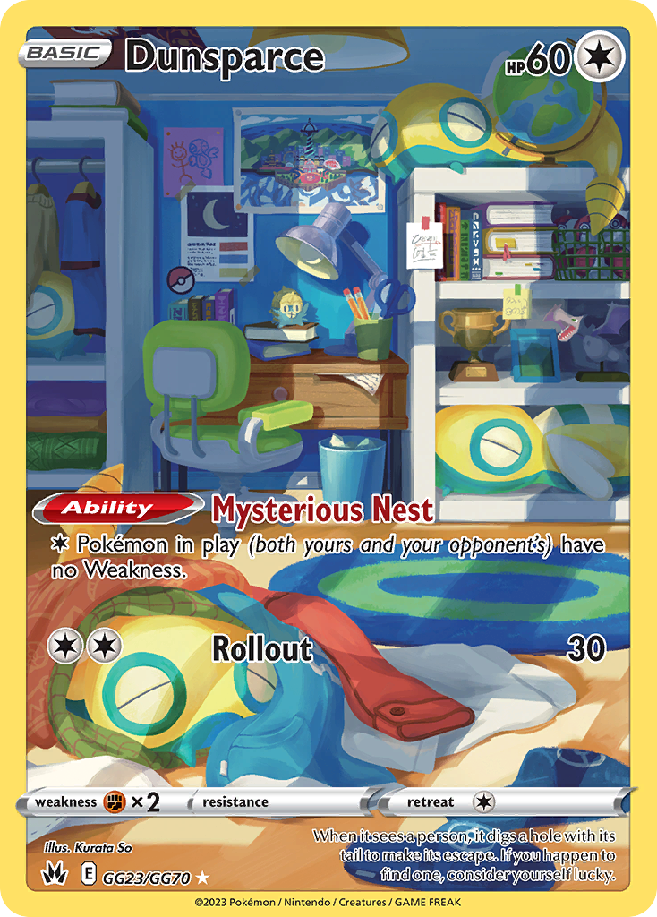 Dunsparce GG23/GG70 Holo Crown Zenith Galarian Gallery Pokemon NM