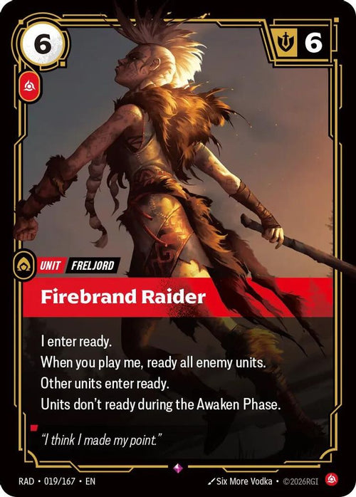 Firebrand Raider 019/167 Rare Radiance Riftbound Foil NM