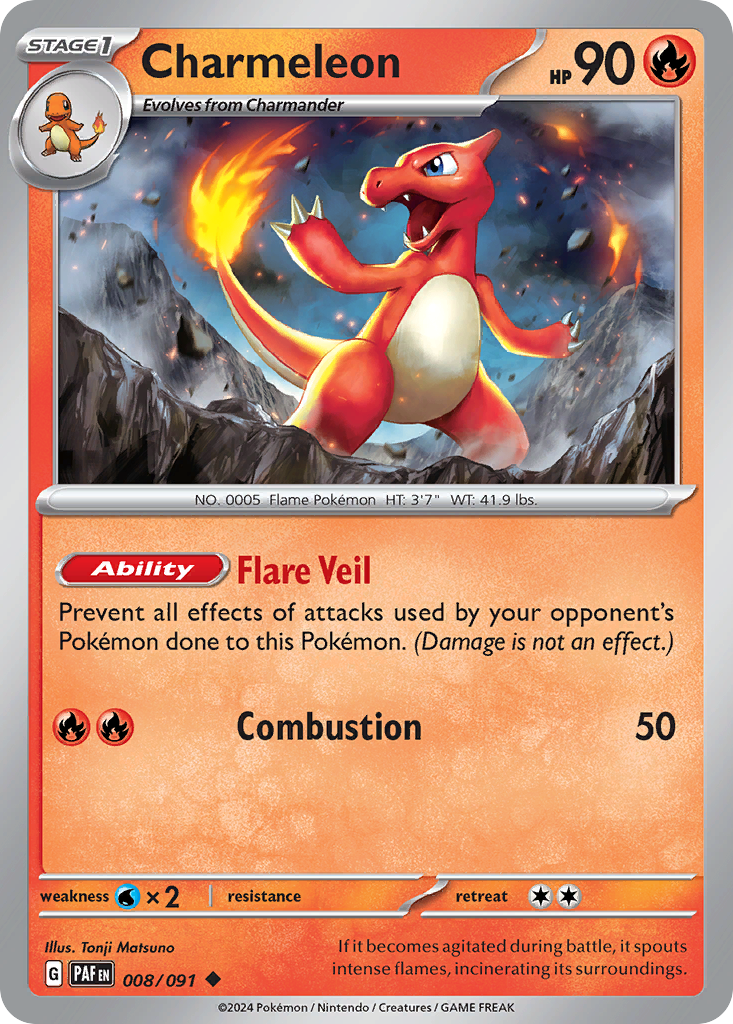 Charmeleon 008/091 Uncommon Paldean Fates