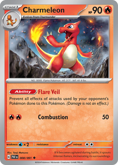 Charmeleon 008/091 Uncommon Paldean Fates