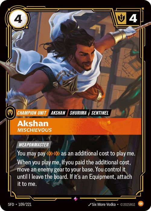 Akshan - Mischievous 109/221 Rare Spiritforged Foil