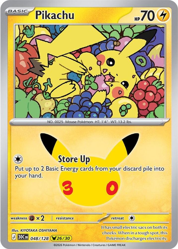 Pikachu 048/128 Holo Pikachu Rare ME: 30th Celebration