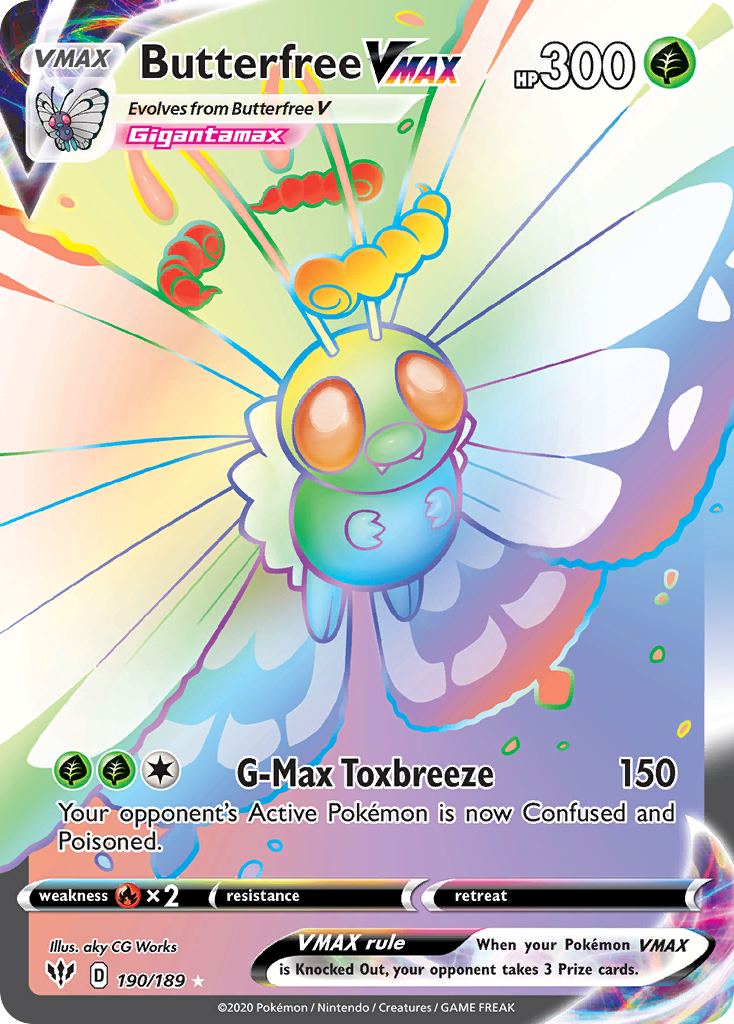 Butterfree VMAX 190/189 Rainbow Rare Darkness Ablaze Pokemon Holo NM