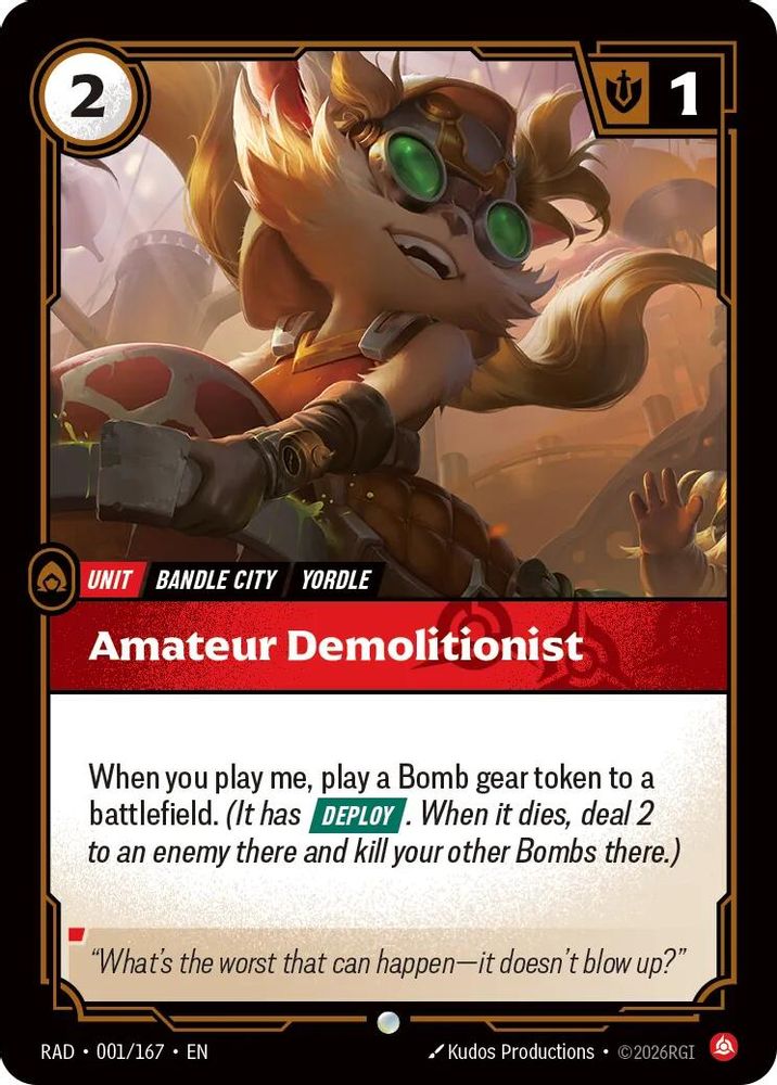 Amateur Demolitionist 001/167 Common Radiance Riftbound Foil NM