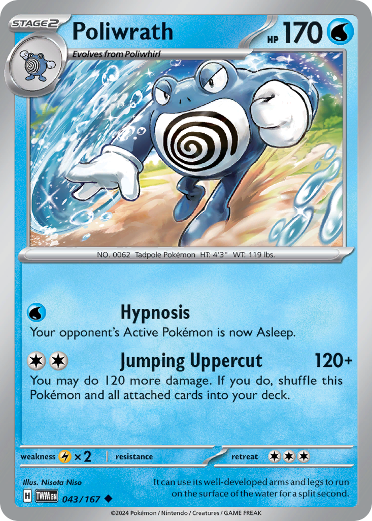 Poliwrath 043/167 Uncommon Twilight Masquerade Reverse Holo