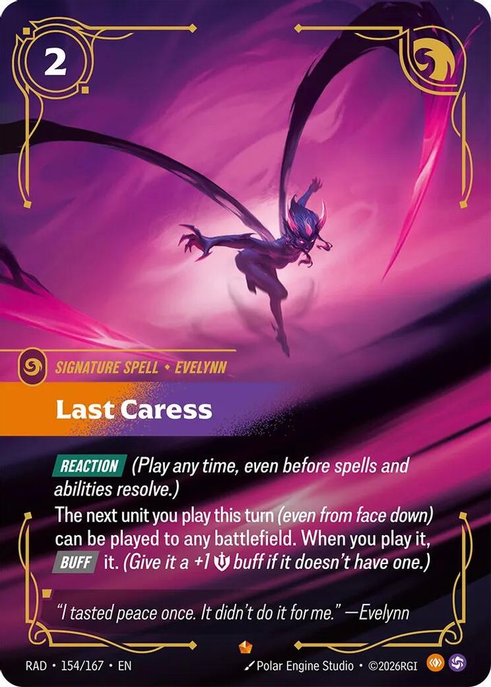 Last Caress 154/167 Epic Radiance Riftbound Foil NM