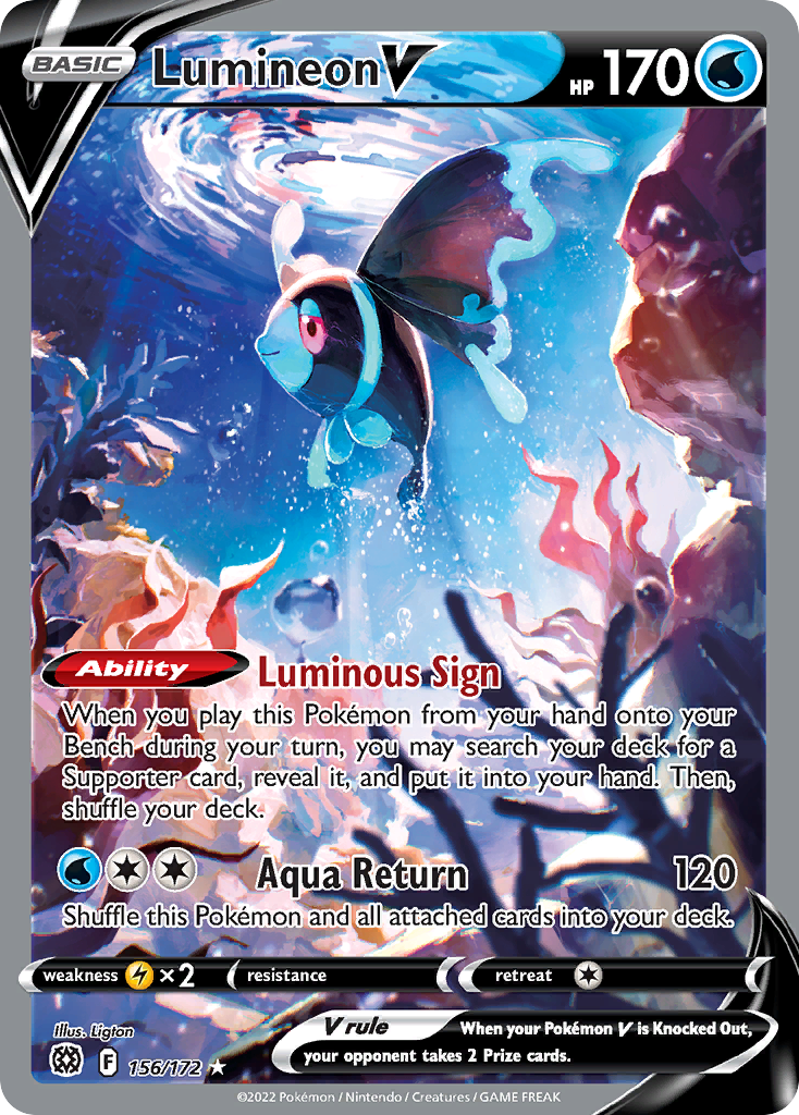 Lumineon V 156/172 Ultra Rare Brilliant Stars Pokemon Holo NM