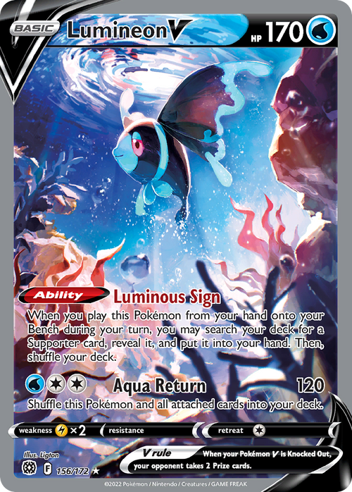 Lumineon V 156/172 Ultra Rare Brilliant Stars Pokemon Holo NM