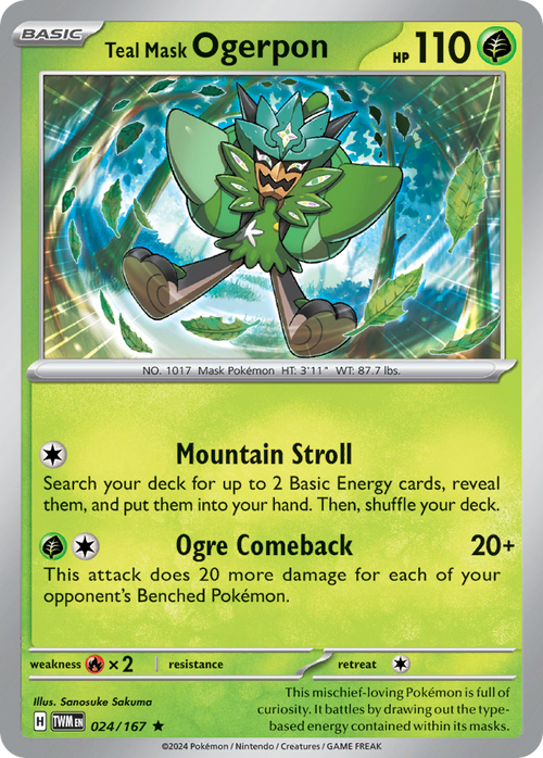 Teal Mask Ogerpon 024/167 Rare Twilight Masquerade Holo