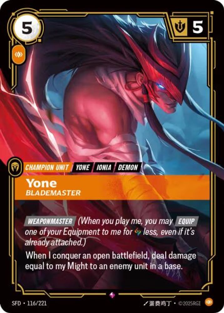 Yone - Blademaster 116/221 Rare Spiritforged Foil