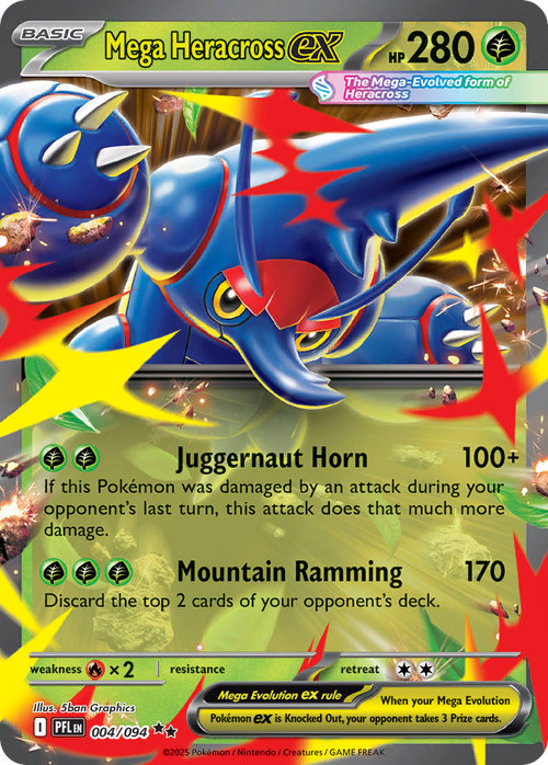 Mega Heracross ex 004/094 Double Rare Phantasmal Flames Holo