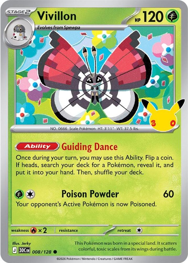Vivillon 008/128 Holo Common ME: 30th Celebration