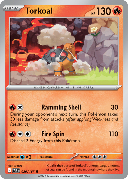 Torkoal 030/167 Common Twilight Masquerade Reverse Holo