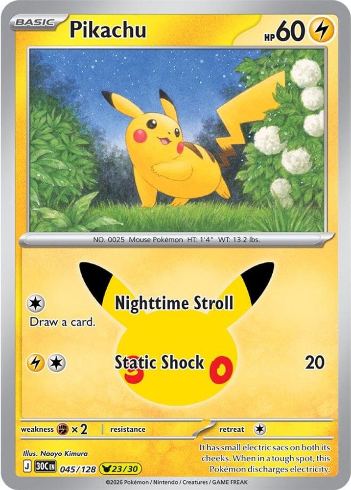 Pikachu 045/128 Holo Pikachu Rare ME: 30th Celebration